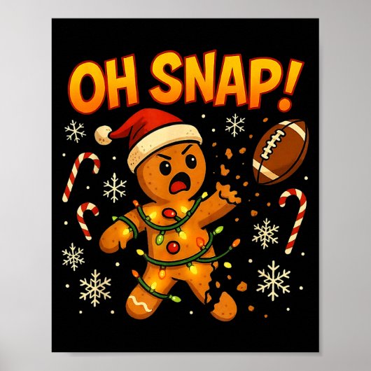 Oh Snap Funny Gingerbread Football Christmas Light Poster (Voorkant)