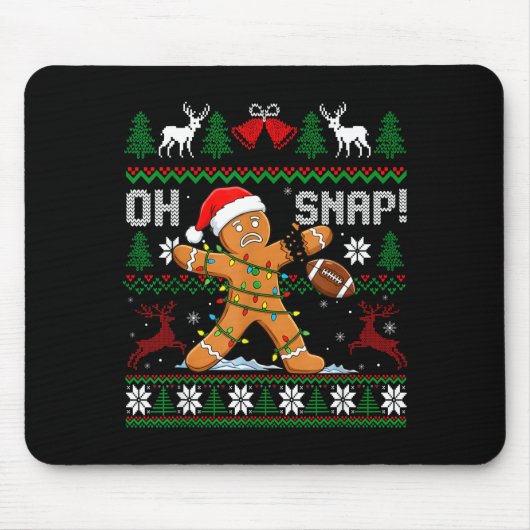 Oh Snap Funny Gingerbread Man Football Christmas P Muismat (Voorkant)