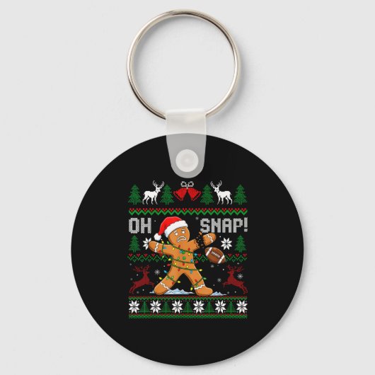 Oh Snap Funny Gingerbread Man Football Christmas P Sleutelhanger (Voorkant)