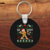 Oh Snap Funny Gingerbread Man Football Christmas P Sleutelhanger (Voorkant)