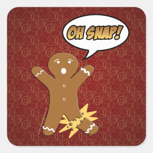 Oh Snap Funny Kerstmis Gingerbrood Man Broken Leg Vierkante Sticker (Voorkant)