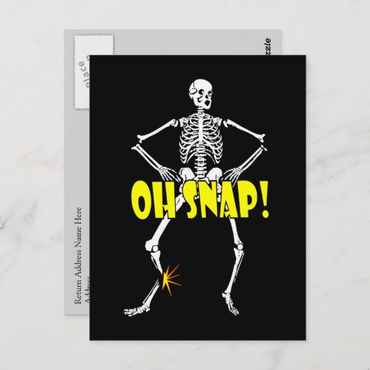 Oh Snap, Funny Skeleton Halloween Briefkaart (Voorkant / Achterkant)