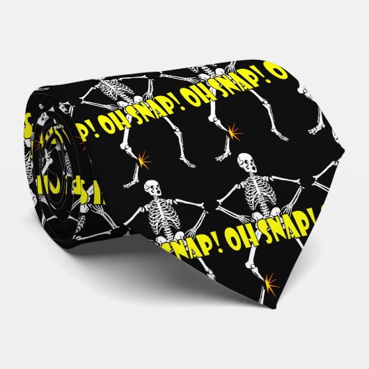 Oh Snap, Funny Skeleton Halloween Stropdas (Opgerold)