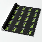Oh Snap Funny Snapping Crocodile Pun Dark BG Cadeaupapier (Uitgerold)