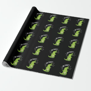 Oh Snap Funny Snapping Crocodile Pun Dark BG Cadeaupapier