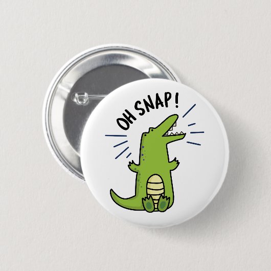 Oh Snap Funny Snapping Crocodile Pun Ronde Button 5,7 Cm (Voorkant /achterkant)