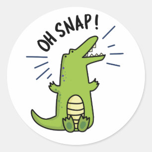Oh Snap Funny Snapping Crocodile Pun Ronde Sticker