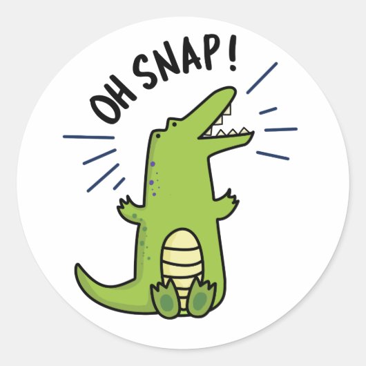 Oh Snap Funny Snapping Crocodile Pun Ronde Sticker (Voorkant)