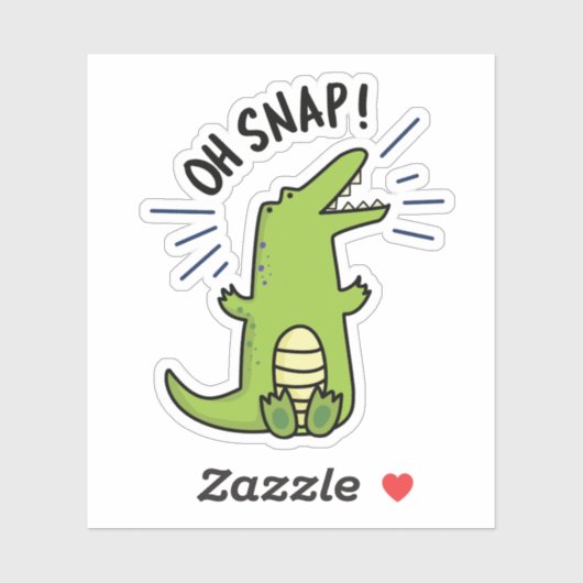 Oh Snap Funny Snapping Crocodile Pun Sticker (Vel)