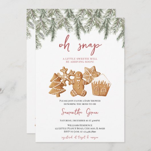 Oh Snap Gingerbread Baby shower Kaart (Voorkant / Achterkant)