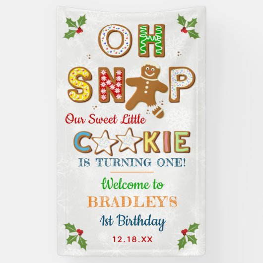 Oh Snap! Gingerbread Cookie Any Age Birthday Spandoek (Verticaal)