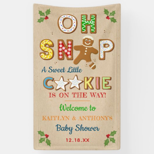 Oh Snap! Gingerbread Cookie Baby Shower Welcome Spandoek (Verticaal)