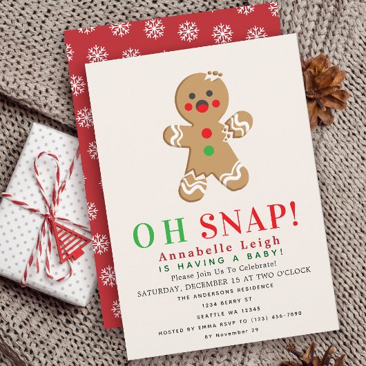 Oh Snap! Gingerbread Cookie Holiday Baby shower Kaart