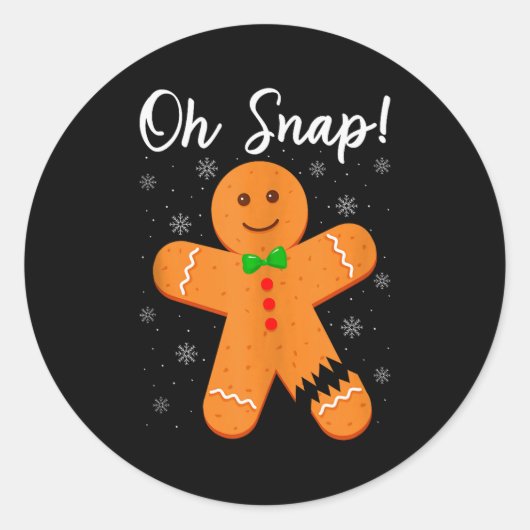 Oh Snap Gingerbread Funny Cookie Baking Christmas  Ronde Sticker (Voorkant)