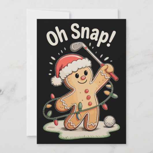 Oh Snap Gingerbread Golf Golfer Golfing Christmas Feestdagenkaart (Voorkant)