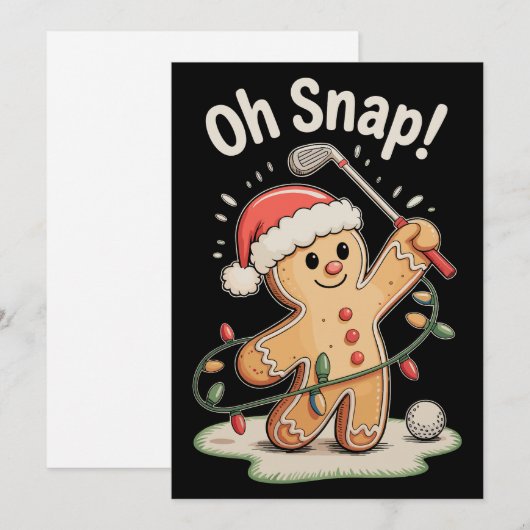 Oh Snap Gingerbread Golf Golfer Golfing Christmas Feestdagenkaart (Voorkant / Achterkant)