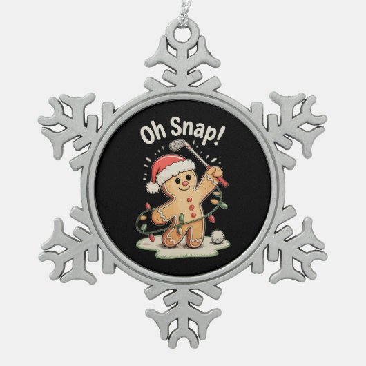Oh Snap Gingerbread Golf Golfer Golfing Christmas Tin Sneeuwvlok Ornament (Voorkant)