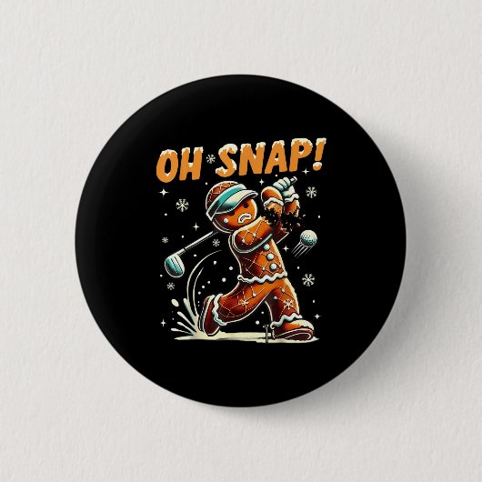 Oh Snap Gingerbread Golfer Golf Christmas Golfing Ronde Button 5,7 Cm (Voorkant)