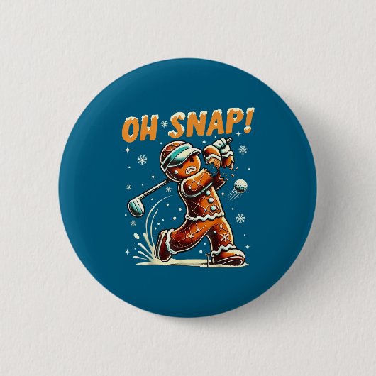 Oh Snap Gingerbread Golfer Golf Christmas Golfing  Ronde Button 5,7 Cm (Voorkant)