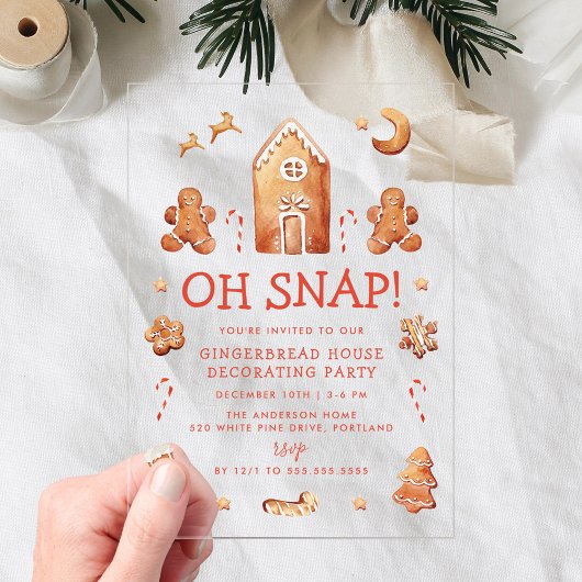 Oh Snap Gingerbread House Decorating Party Acryl Uitnodigingen
