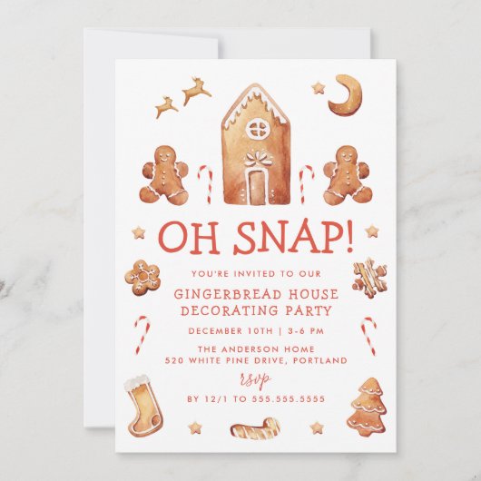 Oh Snap Gingerbread House Decorating Party Kaart (Voorkant)