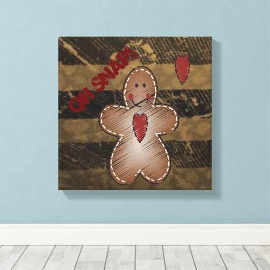 Oh Snap Gingerbread Man | Christmas Canvas Afdruk (Insitu (Houten vloer))