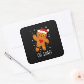 Oh Snap Gingerbread Man Christmas Family Santa Hat Vierkante Sticker (Envelop)
