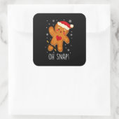 Oh Snap Gingerbread Man Christmas Family Santa Hat Vierkante Sticker (Tas)