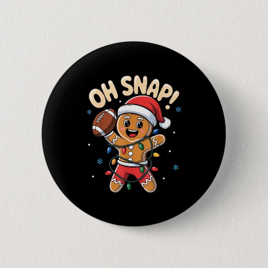Oh Snap Gingerbread Man Christmas Football Kids Bo Ronde Button 5,7 Cm (Voorkant)