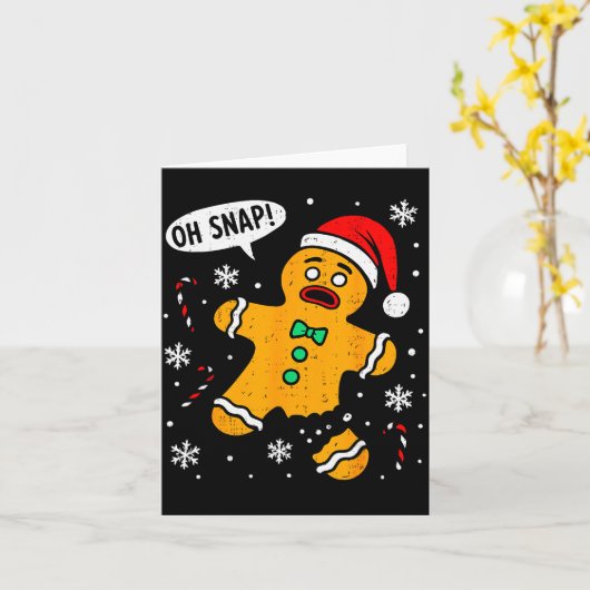 Oh Snap Gingerbread Man Christmas Xmas Cookie Baki Kaart (Gele Bloem)