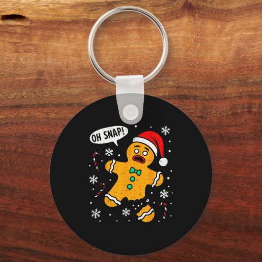 Oh Snap Gingerbread Man Christmas Xmas Cookie Baki Sleutelhanger (Voorkant)