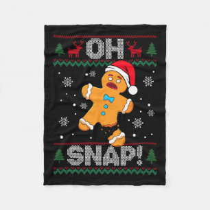Oh Snap Gingerbread Man Cookie Christmas Funny Ugl Fleece Deken