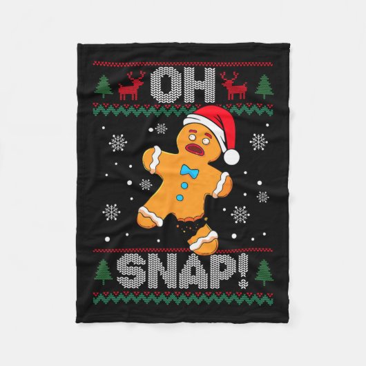 Oh Snap Gingerbread Man Cookie Christmas Funny Ugl Fleece Deken (Voorkant)