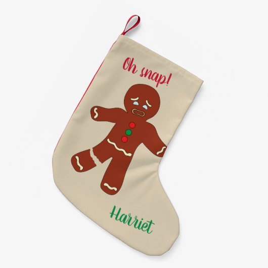 Oh Snap Gingerbread Man Cookie Grappig Kleine Kerstsok (Voorkant (Hangend))