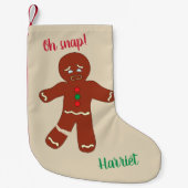 Oh Snap Gingerbread Man Cookie Grappig Kleine Kerstsok (Voorkant)