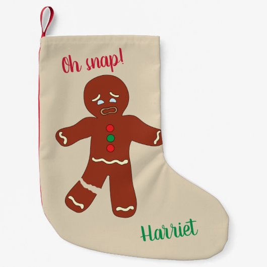 Oh Snap Gingerbread Man Cookie Grappig Kleine Kerstsok (Voorkant)