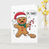 Oh Snap Gingerbread Man Cute Christmas Cookie King Kaart (Gele Bloem)