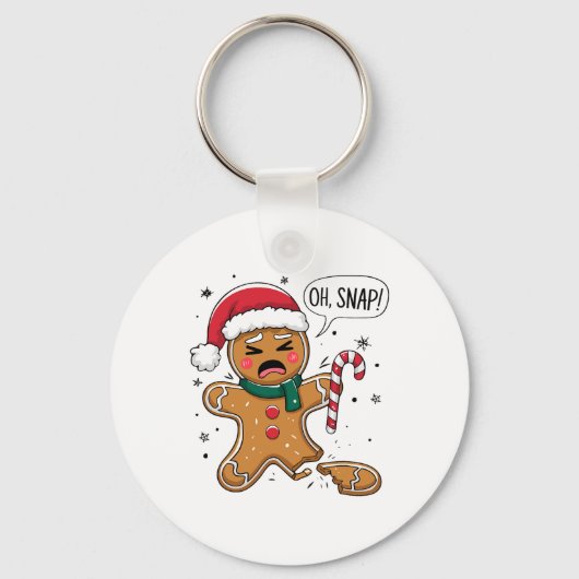 Oh Snap Gingerbread Man Cute Christmas Cookie King Sleutelhanger (Voorkant)