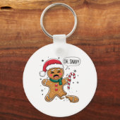 Oh Snap Gingerbread Man Cute Christmas Cookie King Sleutelhanger (Voorkant)