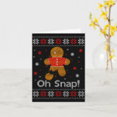 Oh Snap Gingerbread Man Cute Christmas Cookie Ugly Kaart (Gele Bloem)