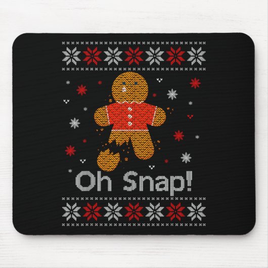 Oh Snap Gingerbread Man Cute Christmas Cookie Ugly Muismat (Voorkant)
