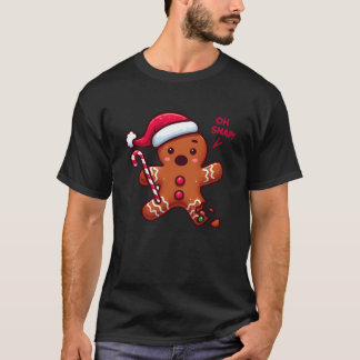 Oh Snap Gingerbread Man Gebroken Been Candy Cane C T-shirt
