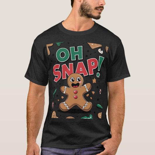 Oh Snap Gingerbread Man Kerst Grappig T-shirt (Voorkant)