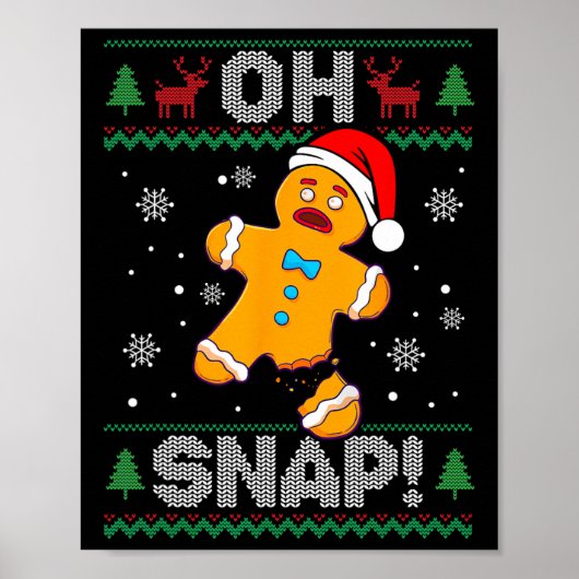 Oh Snap Gingerbread Man Kerstmis Leuk Koekje Lelij Poster (Voorkant)