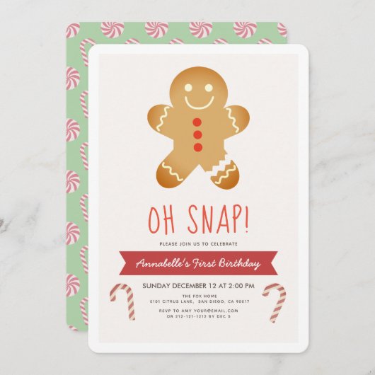 Oh Snap Gingerbread Man Kids Verjaardag Kaart (Voorkant / Achterkant)