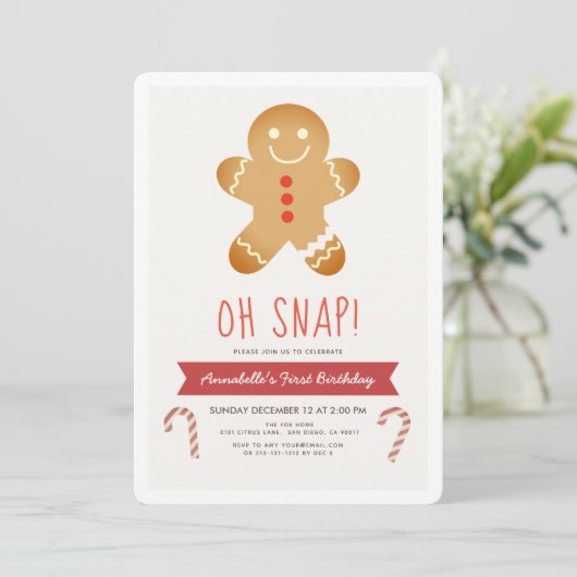 Oh Snap Gingerbread Man Kids Verjaardag Kaart (Staand voorkant)