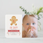 Oh Snap Gingerbread Man Kinder Foto Verjaardag Kaart (Staand voorkant)
