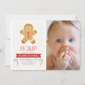 Oh Snap Gingerbread Man Kinder Foto Verjaardag Kaart (Voorkant)