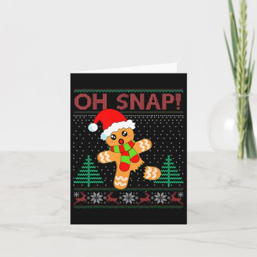 Oh Snap Gingerbread Man Merry Christmas Pajam Kaart (Voorkant)