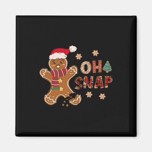 Oh Snap Gingerbread Man Merry Christmas Pajam Magneet (Voorkant)